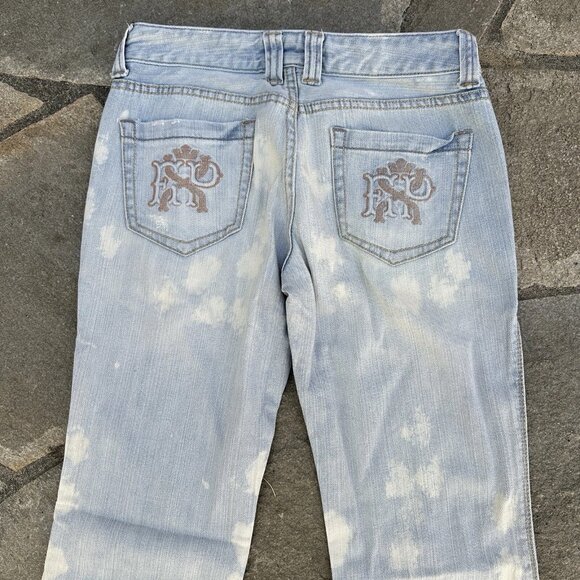 Express Stella Bootcut Jeans Size 4 Bleached Distressed Y2K Grunge Denim - Picture 7 of 14